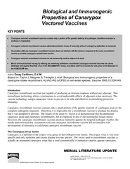 Biological and Immunogenic Properties of Canarypox Vectored Vaccines