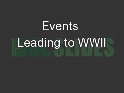 Events Leading to WWII