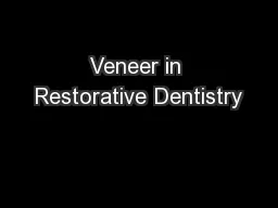 Veneer in Restorative Dentistry