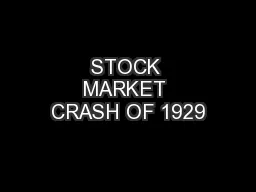 STOCK MARKET CRASH OF 1929