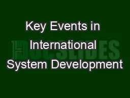 Key Events in International System Development