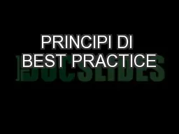PRINCIPI DI BEST PRACTICE