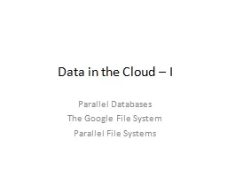 Data in the Cloud – I