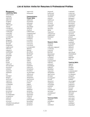 List of Action Verbs for Resumes & Professional Profiles1 of 2Manageme