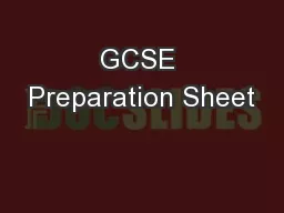 GCSE Preparation Sheet