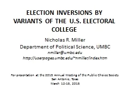 ELECTION INVERSIONS BY VARIANTS OF THE  U.S. ELECTORAL COLL