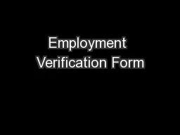 Employment Verification Form