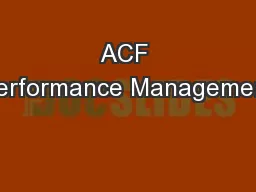 ACF Performance Management