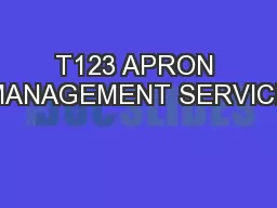 T123 APRON MANAGEMENT SERVICE
