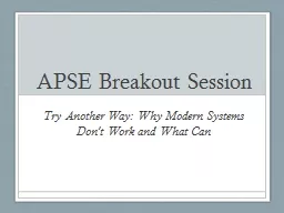 APSE Breakout Session