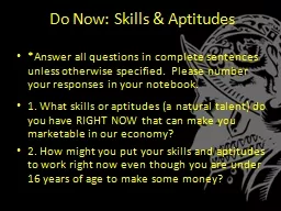 Do Now: Skills & Aptitudes