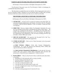 PARTICULARS OF ITS ORGANISATION, FUNCTIONS AND DUTIES