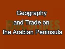 Geography and Trade on the Arabian Peninsula