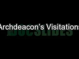 Archdeacon’s Visitations
