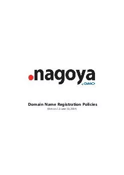 Domain Name Registration Policies Version