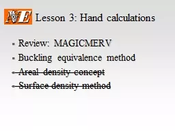 Lesson 3: Hand calculations