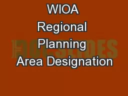 WIOA Regional Planning Area Designation
