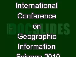 AGILE International Conference on Geographic Information Science 2010