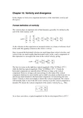 Chapter 10: Vorticity and divergence  n this chapter we look at two im