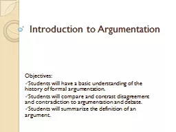 Introduction to Argumentation