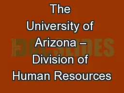 The University of Arizona – Division of Human Resources