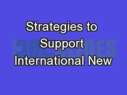 Strategies to Support International New