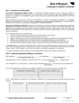State of MarylandChallenger & Watcher Certificate  SBE 10312 Rev. 
...