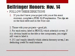 Bellringer Honors: Nov. 14