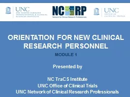 Orientation for New Clinical Research PERSONNEL