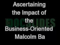 Ascertaining the Impact of the Business-Oriented Malcolm Ba