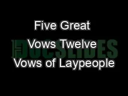 Five Great Vows Twelve Vows of Laypeople