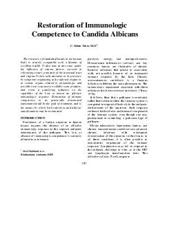 Restoration of Immunologic Competence to Candida Albicans C