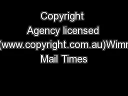 Copyright Agency licensed copy(www.copyright.com.au)Wimmera Mail Times