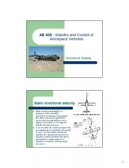 1Directional StabilityAE 430 -Stability and Control of Aerospace Vehic
