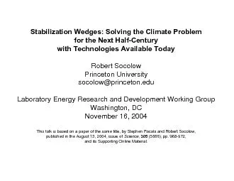 Stabilization Wedges: Solving the Climate Problem for the Next Half-Ce