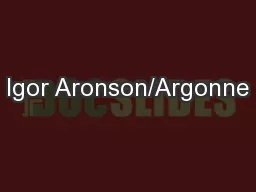 Igor Aronson/Argonne