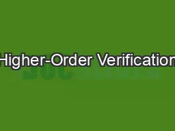 Higher-Order Verification