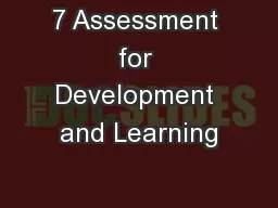 7 Assessment for Development and Learning