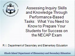 Assessing Inquiry Skills and Knowledge Through Performance-