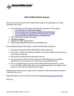 AWS Certified Welder Program Information