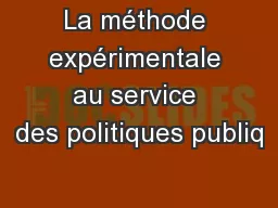 La méthode expérimentale au service des politiques publiq