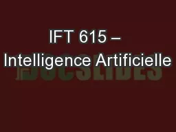 IFT 615 – Intelligence Artificielle