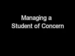 Managing a Student of Concern
