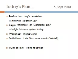 Today’s Plan…