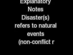 Explanatory Notes Disaster(s) refers to natural events (non-conflict r