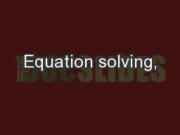 Equation solving,