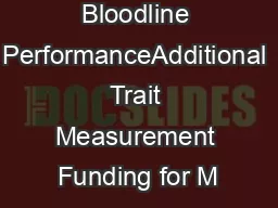 Merino Bloodline PerformanceAdditional Trait Measurement Funding for M