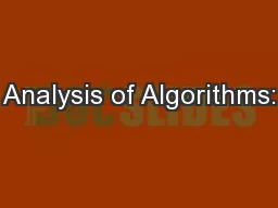 Analysis of Algorithms: