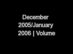 December 2005/January 2006 | Volume