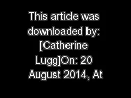 This article was downloaded by: [Catherine Lugg]On: 20 August 2014, At